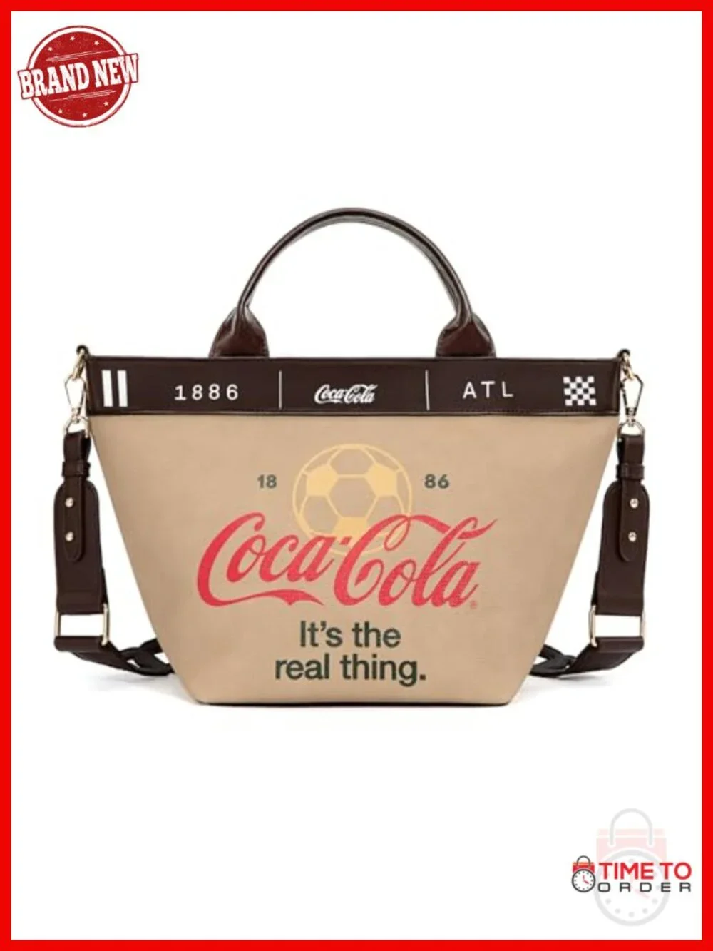 Vintage Coca-Cola Tote Bag Canvas Hobo Purse Detachable Crossbody Strap